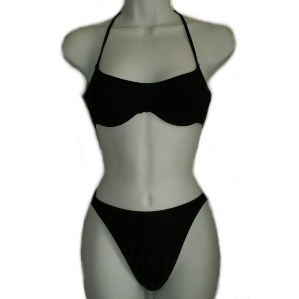 Robin Piccone Black High Cut Leg Bikini - Sz S - NEW